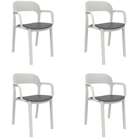 garbar ONA Fauteuil Intérieur, Extérieur Set 4 Blanc - Gris Foncé (1/5)