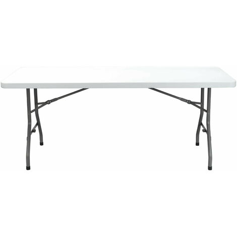 Arebos Table pliante 180 cm/avec poignée/en métal et plastique résistant  aux intempéries/blanc