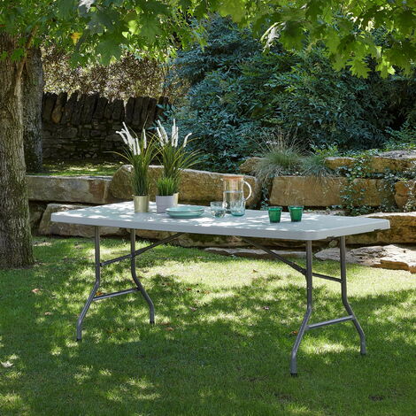 Habitat et Jardin Table carrée pliante 60 x 60 x 74 - Marron clair