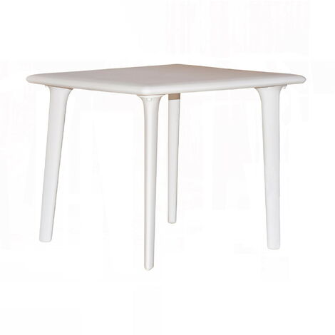 Table de jardin carrée 90x90 cm – Polypropylène blanc – Résistante aux UV et intempéries – Pour 4-6 personnes – Resol (1/10)