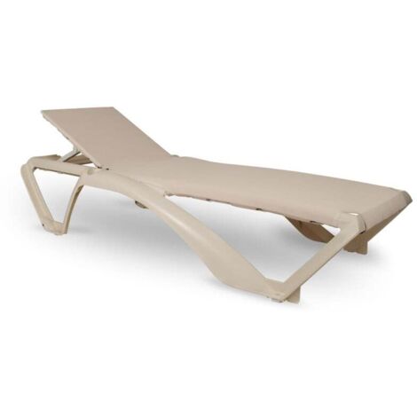Resol MARINA CLUB Chaise Longue Extérieur Set 2 Structure Ivoire - Textilène Beige (1/5)