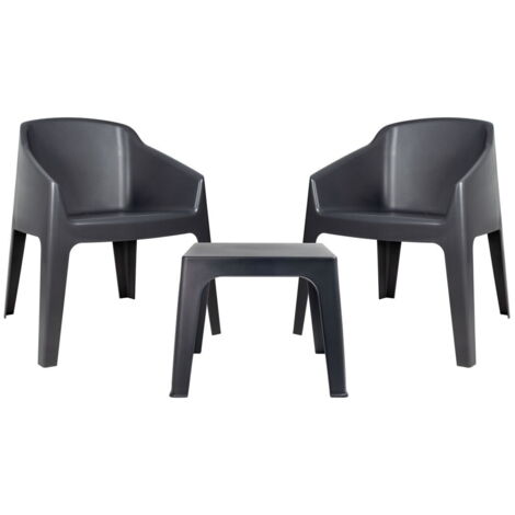 garbar BAKU Fauteuil-Table Recyclé Intérieur, Extérieur Set 2+1 Anthracite (1/3)