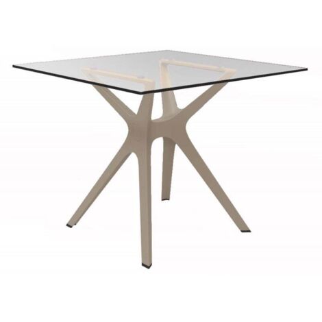 Table carrée intérieure 90x90 sable - verre VELA S Resol (1/5)