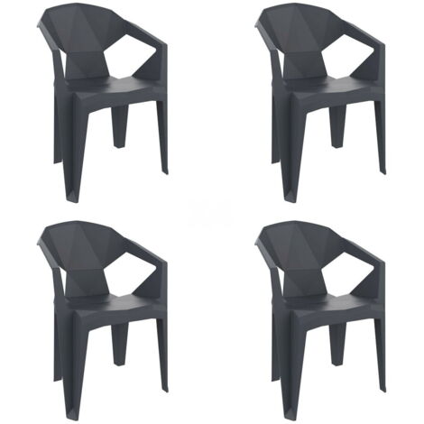 Set 4 fauteuils intérieur, extérieur gris foncé DELTA garbar (1/4)