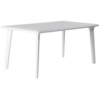 Table de jardin rectangulaire 160x90 cm – Polypropylène blanc – Résistante aux intempéries – Pour 4-6 personnes – Design moderne – Resol