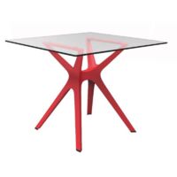 Table carrée intérieure 90x90 rouge - verre VELA S Resol