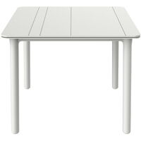 Garbar – Table carrée extérieure 90x90cm – Pied blanc – Polypropylène et fibre de verre – Résistante aux intempéries et UV – Pour 2 à 4 personnes
