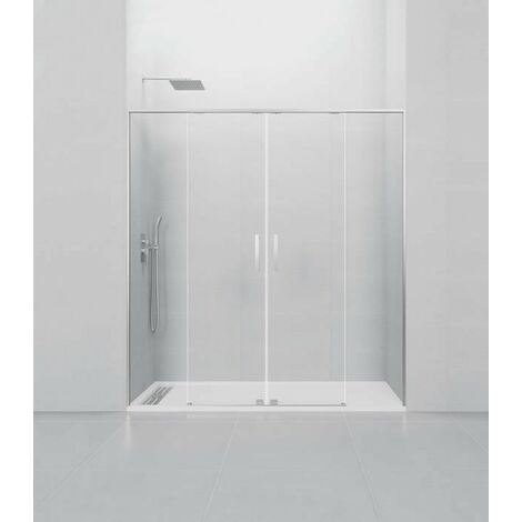 Paroi de douche frontale TWENTY avec ouverture centrale, 2 panneaux fixes avec 2 portes coulissantes, profil chromé Mesure d'installation: 161 - 171 cm (1/3)