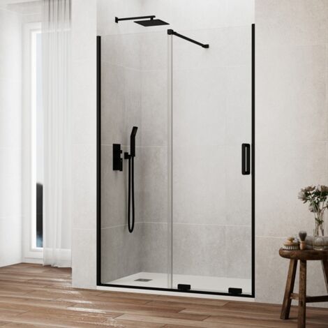 Paroi de douche KENNA BLACK fixe + coulissant Mesure: 145-150 cm (1/4)