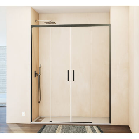 PAROI DE DOUCHE 2 FIXES + 2 COULISSANTS 190-200 cm. MODÈLE: BASICA TITANE (1/5)