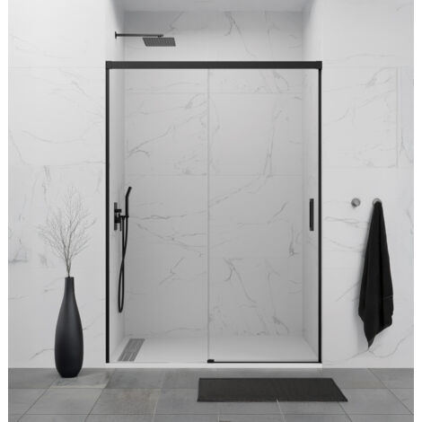 PAROI DE DOUCHE FIXE+COULISSANT 180-190 cm. MODÈLE: BASICA NOIR