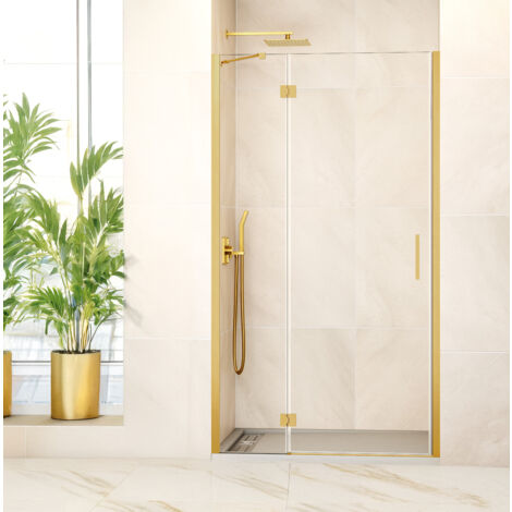 PAROI FIXE + PORTE BATTANTE PLAGE D'INSTALLATION 89.5-95 cm (25-65) MODÈLE: BISAGLASS OR (1/4)