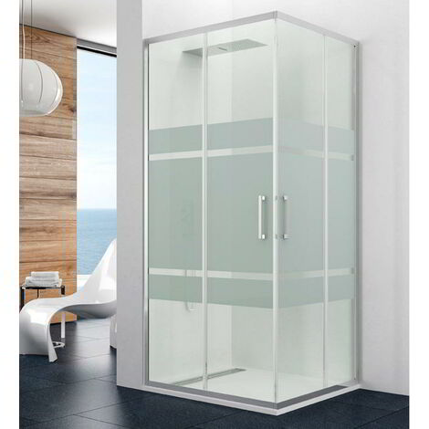 Paroi de douche d'angle PRESTIGE verre sérigraphié 80X70 - Mesure 1: 77-80 / Mesure 2: 67-70 (1/5)