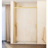 PAROI DE DOUCHE FIXE+COULISSANT 125-130 cm. MODÈLE: BASICA OR