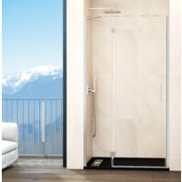 PAROI FIXE + PORTE BATTANTE PLAGE D'INSTALLATION 74.5-80 cm (25-50) MODÈLE: BISAGLASS NICKEL