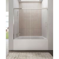 Paroi de douche baignoire BASIC fixe + coulissant Mesure d'installation: 140-145 cm