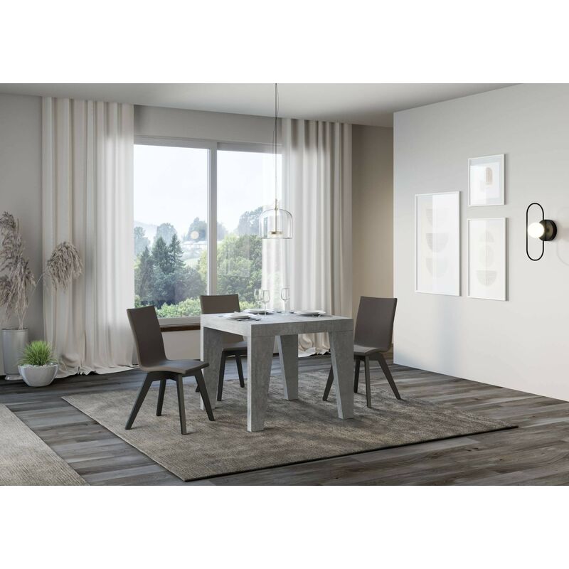 Tavolo allungabile 90x90/246 cm Linea Cemento telaio Antracite