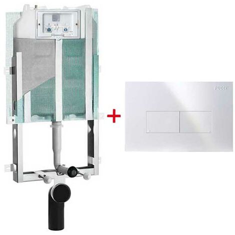 Pucci ECO Cassetta Scarico Incasso WC Sospeso e Placca Eco Linea Bianco 1322490201+80130560