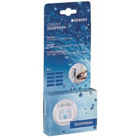 Stick Geberit DuoFresh scatola con 8 stick – Per bocchetta d'inserimento per pietre igienizzanti – Meccanismo di scarico innovativo (1/6)
