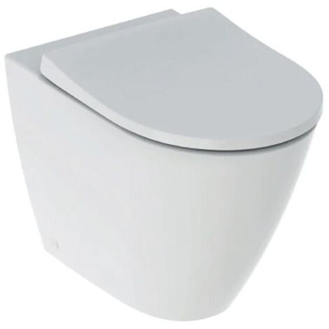 GEBERIT - ICON VASO A PAVIMENTO RIMFREE BTW FILO PARETE A CACCIATA CON FISSAGGIO NASCOSTO E SEDILE WC SLIM SOFT-CLOSE BIANCO 500.827.00.1