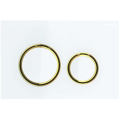Placca Geberit Sigma50 Round Vetro Bianco / Ottone Doppio Tasto  115.652.SI.1 Vetro Bianco