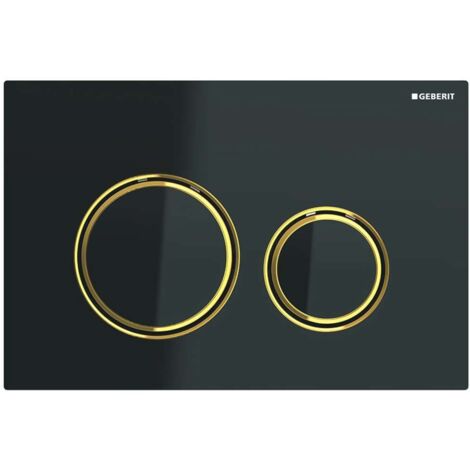 Placca Geberit Sigma50 Round Vetro Nero / Ottone Doppio Tasto 115.652.SJ.1 Vetro Nero