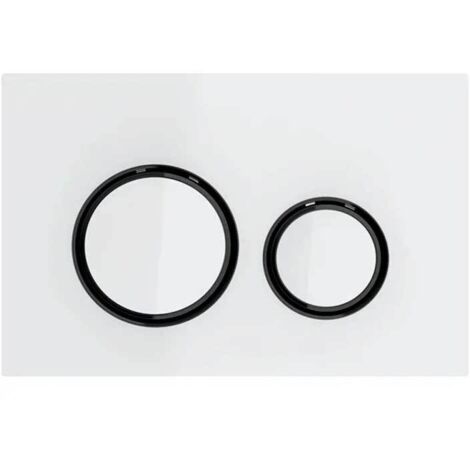 Placca Geberit Sigma50 Round Vetro Bianco / Nero Cromato Doppio Tasto  115.651.SI.1 Nero Opaco