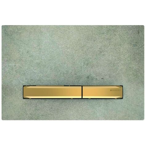 Placca Geberit Sigma50 Square Effetto Cemento / Ottone Doppio Tasto  115.672.JV.2 Ottone