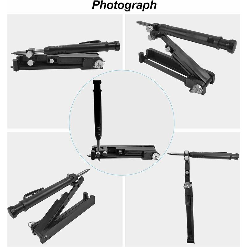 Strumento per tracciare multifunzionale, con 6 ricariche per pennarelli,  penne per la lavorazione del legno con foro profondo Saker 3 in 1,  strumento per tracciare lo strumento di misurazione dell'ang