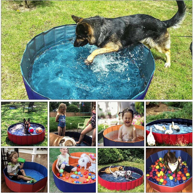 PawHut Piscina Pieghevole per Cani in PVC, Azzurro