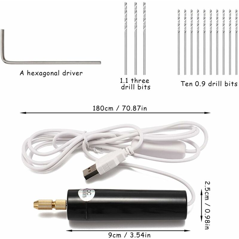 Mini trapano elettrico DC5V 3 velocità regolabili - Set