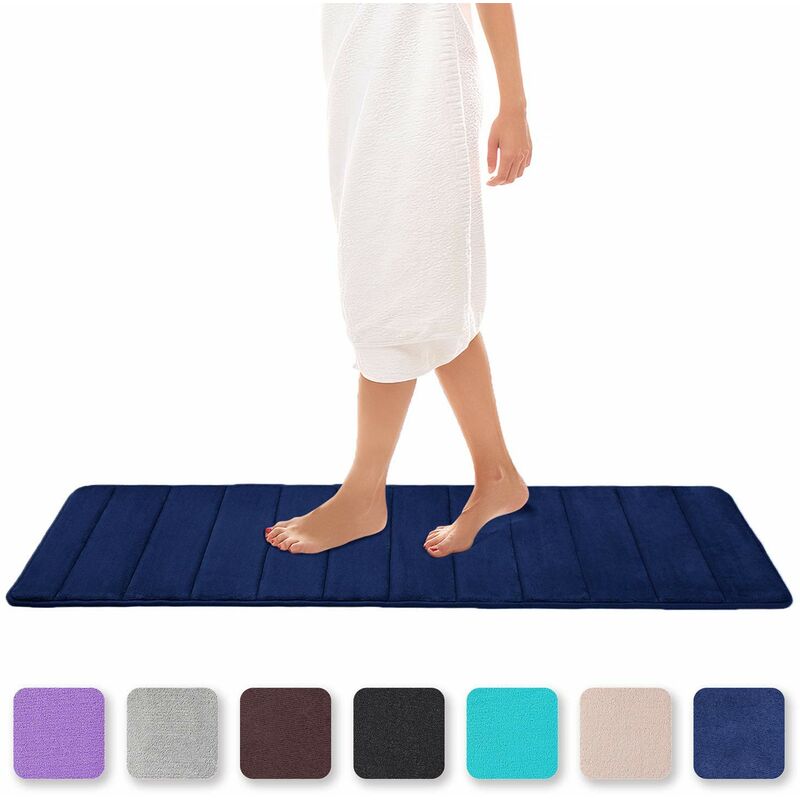 Tappetino da bagno in memory foam Tappetino da bagno assorbente antiscivolo  Tappetino da bagno lavabile - 40 x 120 cm, blu navy, SOEKAVIA