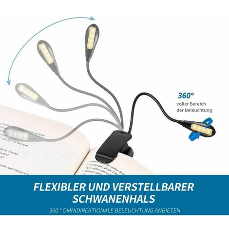 Lampada da lettura USB con collo di cigno flessibile a 8 LED per