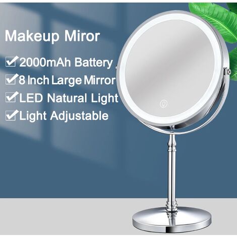 Specchio per trucco da 8 pollici con ricarica USB leggera Specchio  cosmetico ingranditore 10X Specchi cosmetici da appoggio con luce  regolabile