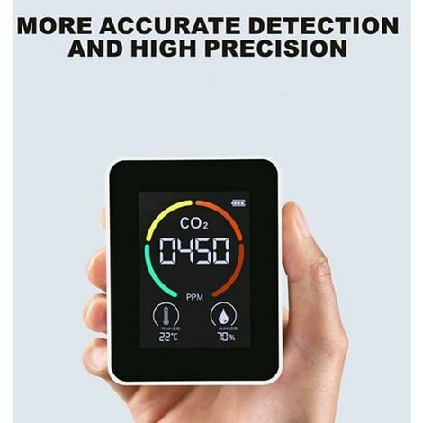 Rilevatore di biossido di carbonio CO2 per qualità dell'aria, temperatura e  umidità, misurazione rapida di
