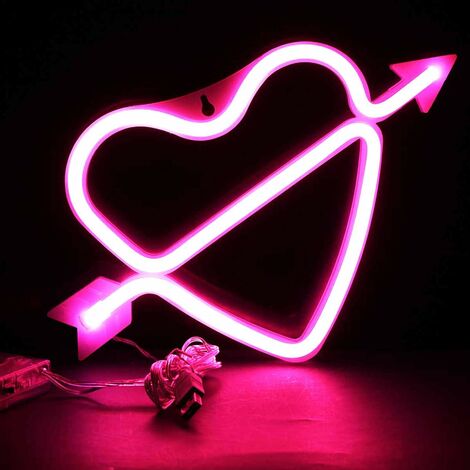 Luce al Neon a Cuore di Amore Luci Notturne di Valentine Insegne al Neon a Forma di Cuore con USB e Alimentate a Batteria per Cameretta Bambini Festa di Valentine Matrimonio Natale 