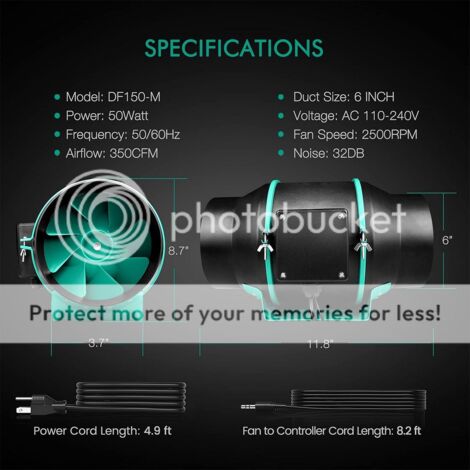 MARSHYDRO DF-150-M 6inch Mars Hydro 6inch iFresh Inline Fan Filter