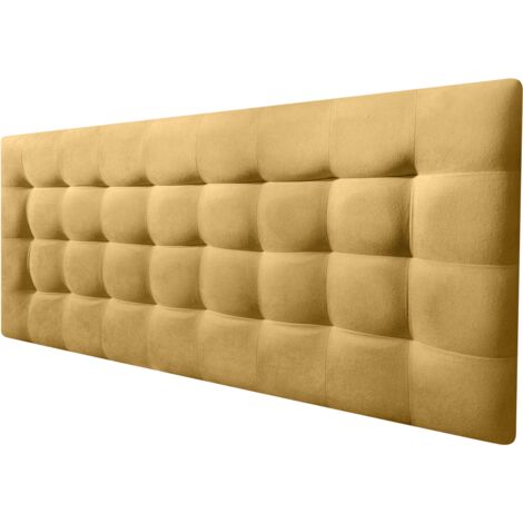 Cabecero Cama CANADÁ DELUXE tapizado tejido antimanchas Mostaza 90x70cm (1/4)
