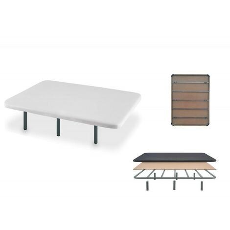 Base tapizada Montreal 80*190 BLANCO en 3D Super reforzada con 7 barras transversales y sistema antirruido