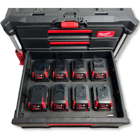 SCHWÄBLE® Schaumeinlage Schaumstoffeinlage für Milwaukee Akkus 8x 18V 5Ah (1/5)