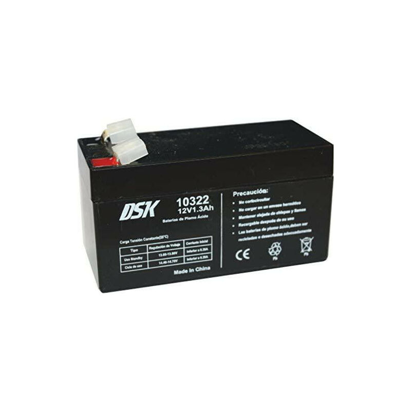 Dsk 10322 Batería plomo agm recargable sellada 12v y 13ah. ideal para alarmas del hogar industria patinetes 1.3ah