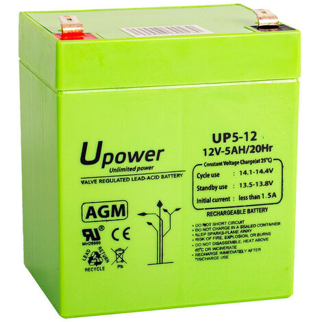 Batería U-Power 6V 12Ah, Batería Plomo AGM