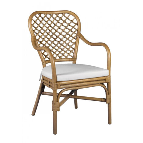Fauteuil avec coussin rotin - Rotin - Marron - Décoration d'Autrefois (1/5)