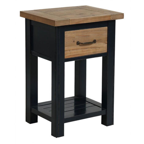 Table de chevet 1 tiroir - Bois - Bleu - Interior's (1/5)