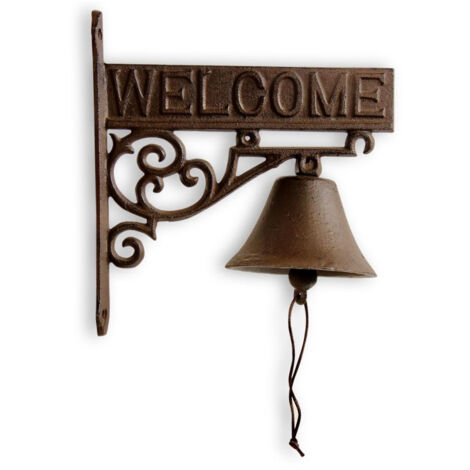 Cloche welcome fonte - Fonte - Marron - Décoration d'Autrefois (1/4)