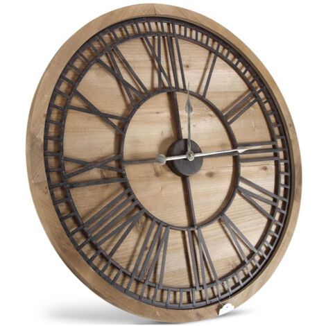 Grande horloge ancienne - Bois-Métal - Marron - Décoration d'Autrefois