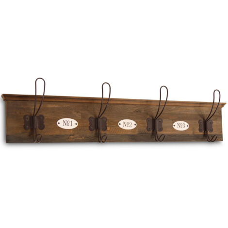 Patère portemanteau 4 accroches - Bois - Marron - Décoration d'Autrefois