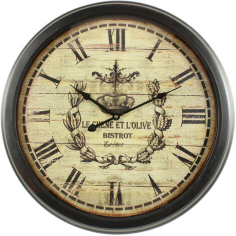 Horloge ancienne murale olives - Fer - Blanc - Décoration d'Autrefois