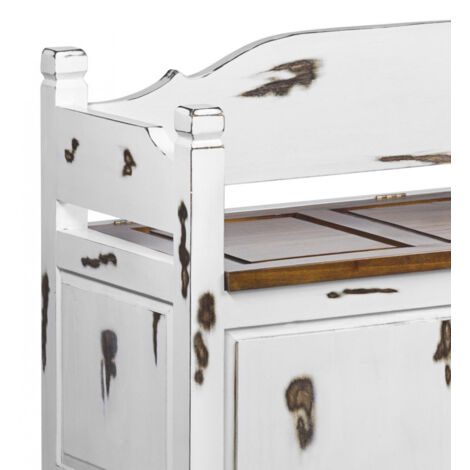 Banc Coffre Bois Blanc 110x45x70cm - Décoration d'Autrefois