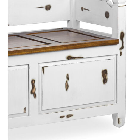 Banc Coffre Bois Blanc 110x45x70cm - Décoration d'Autrefois